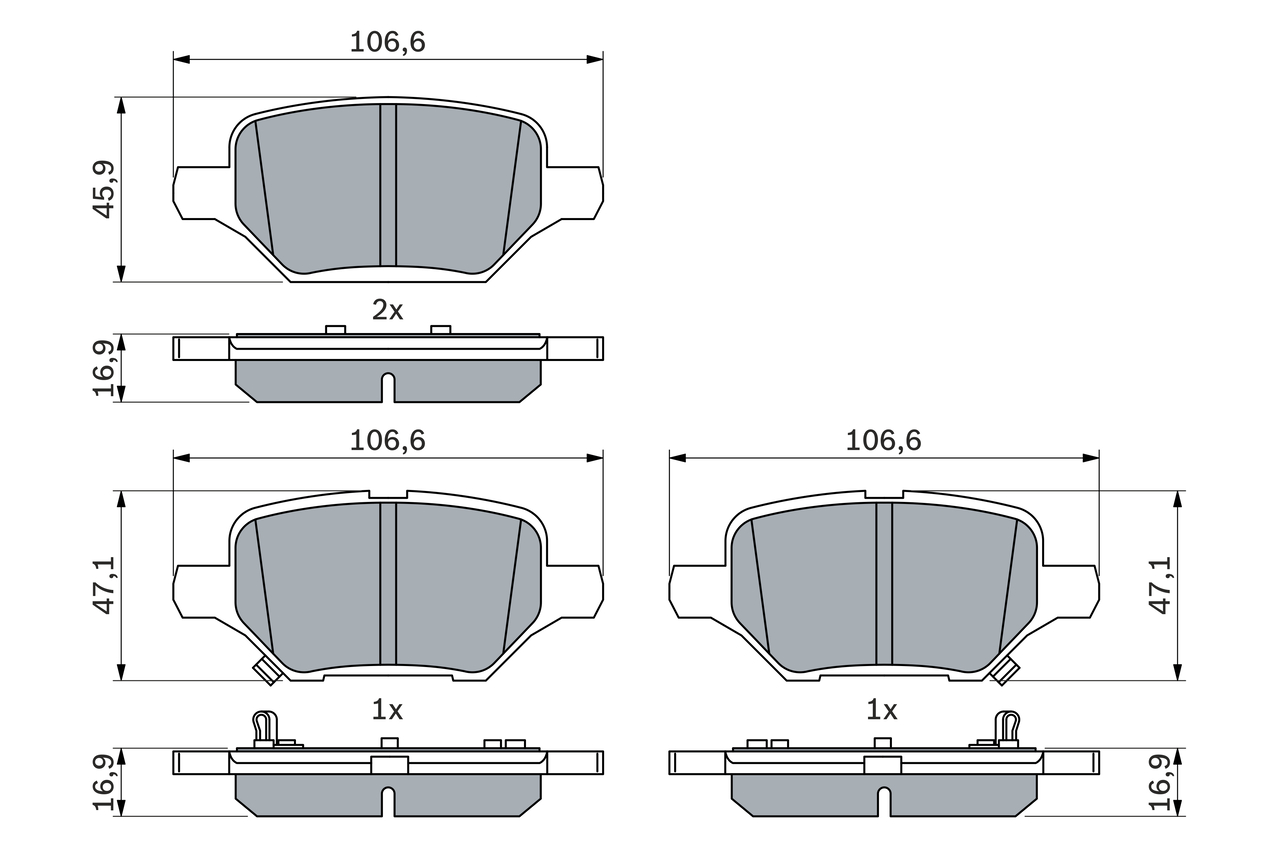 Brake Pad Set, disc brake - 0 986 424 895 BOSCH