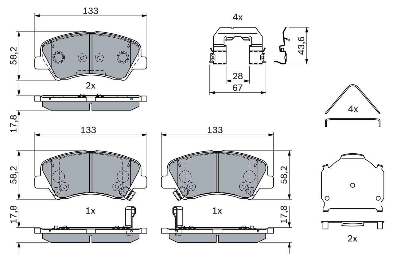 Brake Pad Set, disc brake - 0 986 424 951 BOSCH