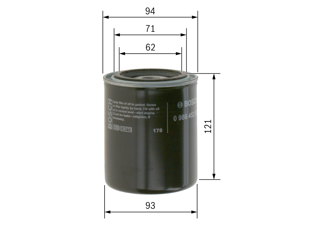 Filtro olio - 0 986 452 005 BOSCH