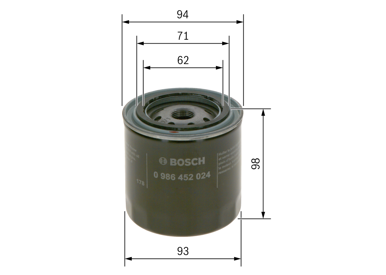 Filtro olio - 0 986 452 024 BOSCH
