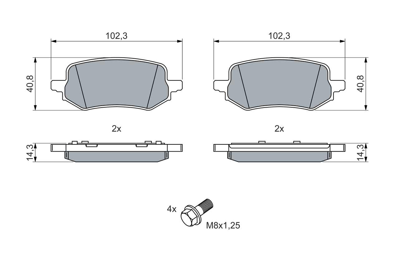 Brake Pad Set, disc brake - 0 986 460 049 BOSCH