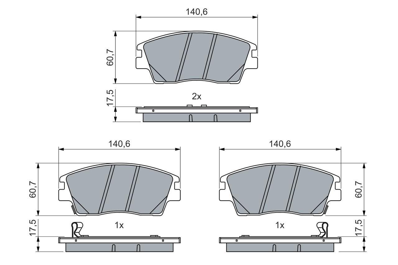 Brake Pad Set, disc brake - 0 986 460 076 BOSCH