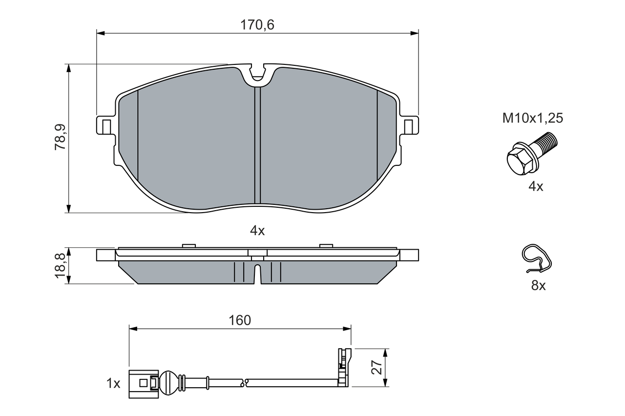 Brake Pad Set, disc brake - 0 986 460 082 BOSCH