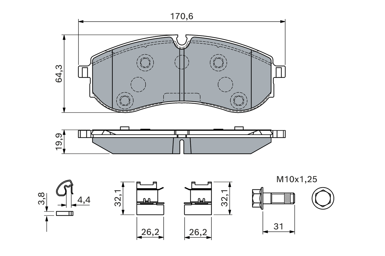 Brake Pad Set, disc brake - 0 986 460 115 BOSCH
