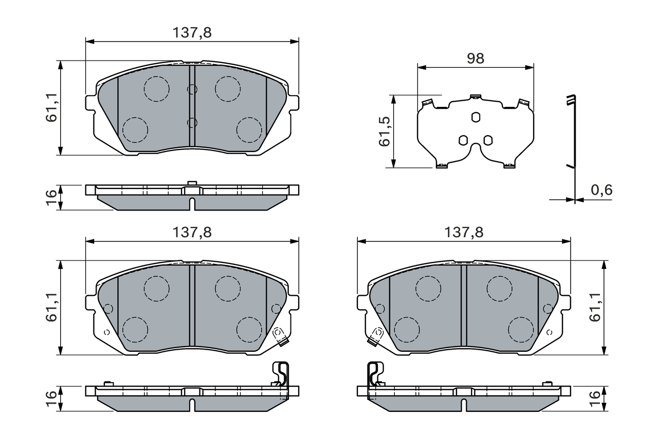 Brake Pad Set, disc brake - 0 986 460 121 BOSCH