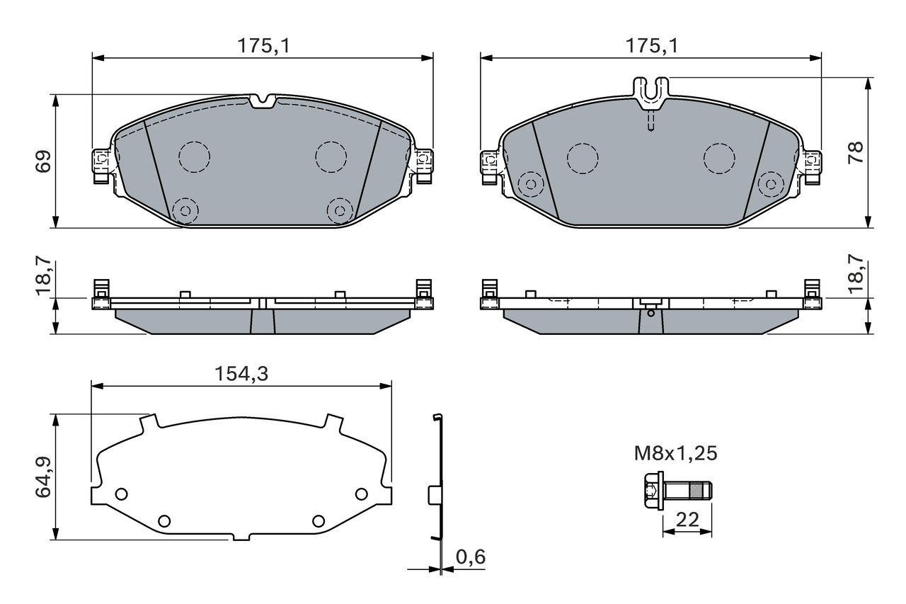 Brake Pad Set, disc brake - 0 986 460 129 BOSCH