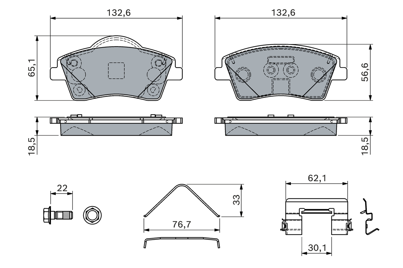 Brake Pad Set, disc brake - 0 986 460 141 BOSCH