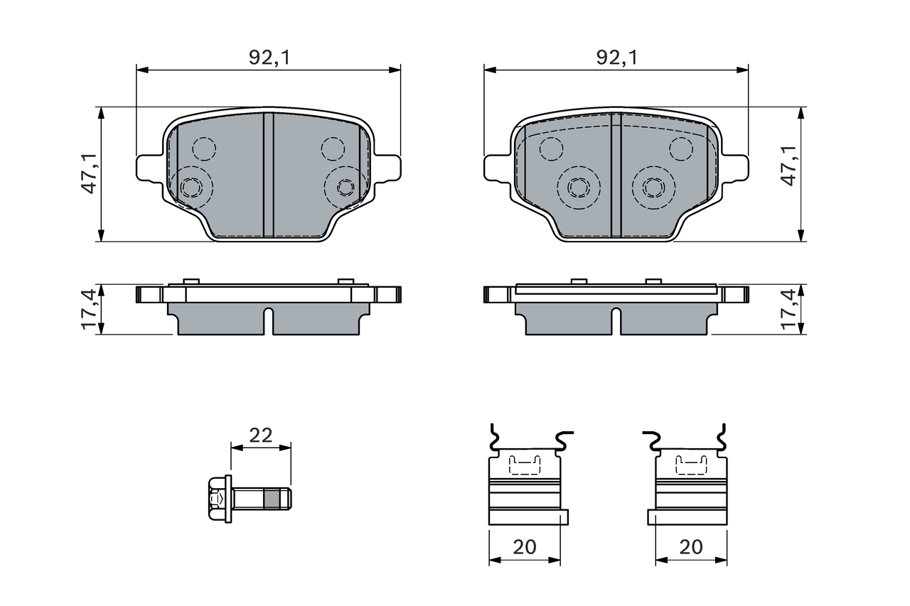 Brake Pad Set, disc brake - 0 986 460 143 BOSCH