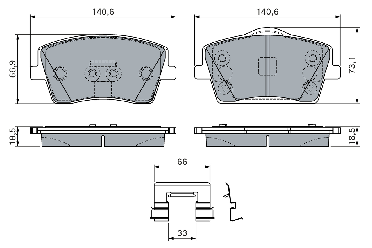 Brake Pad Set, disc brake - 0 986 460 144 BOSCH