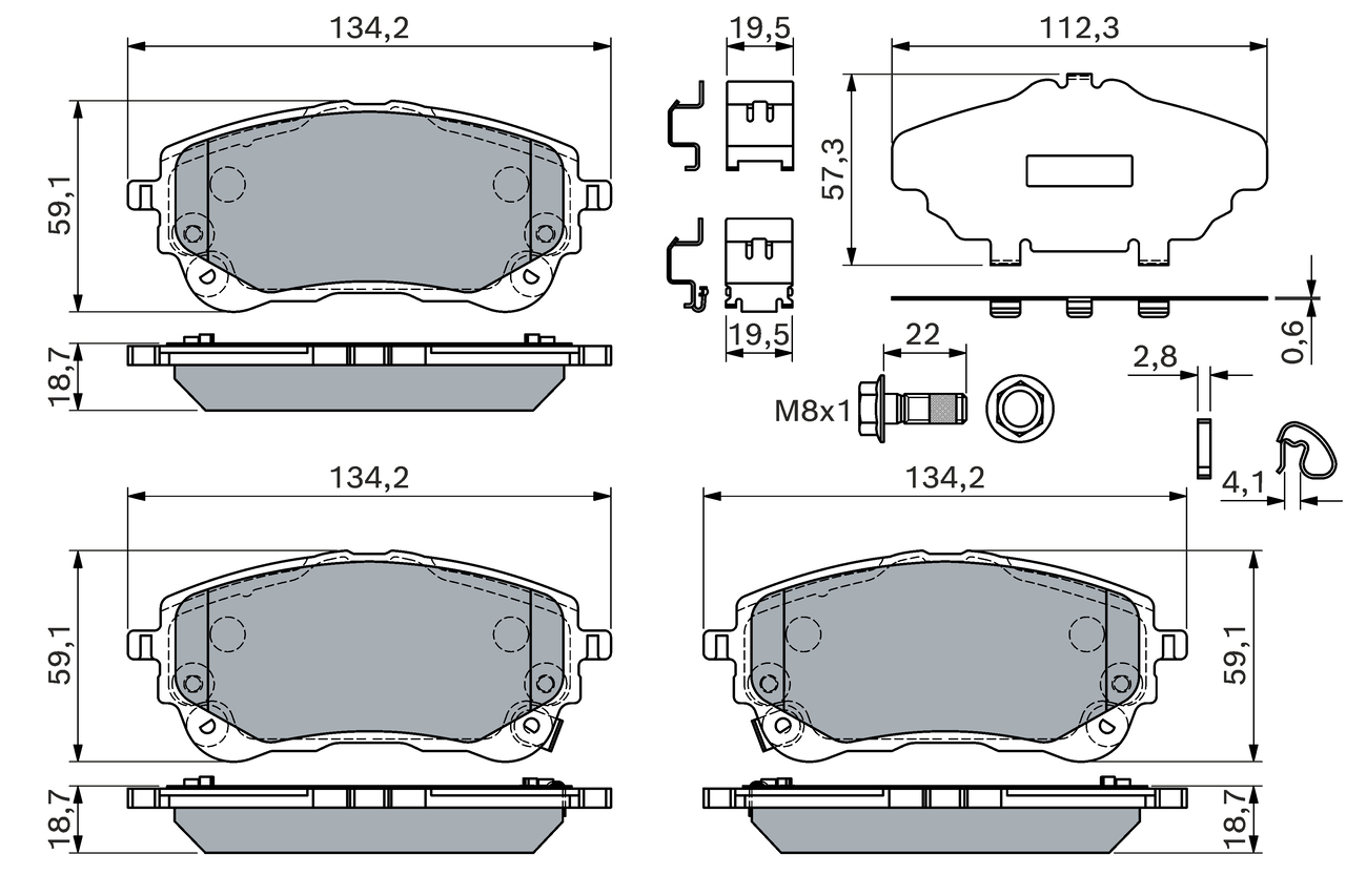 Brake Pad Set, disc brake - 0 986 460 149 BOSCH