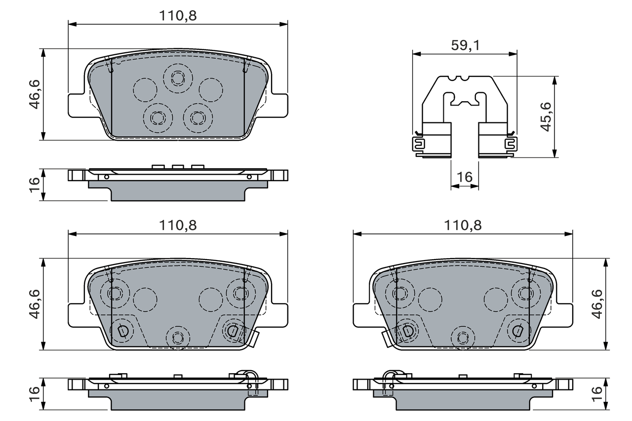 Brake Pad Set, disc brake - 0 986 460 153 BOSCH