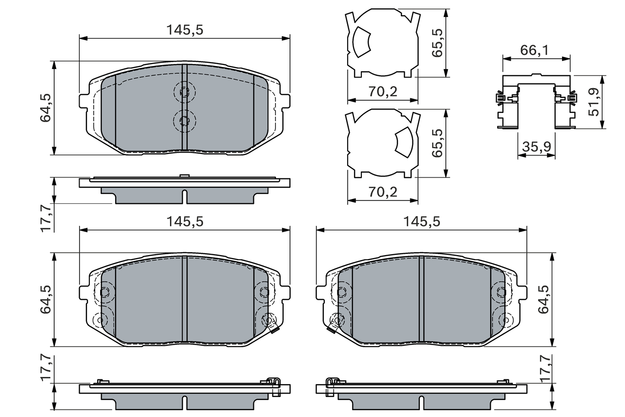 Brake Pad Set, disc brake - 0 986 460 164 BOSCH