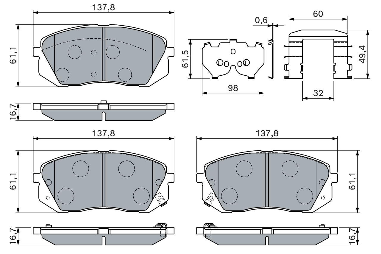 Brake Pad Set, disc brake - 0 986 460 169 BOSCH