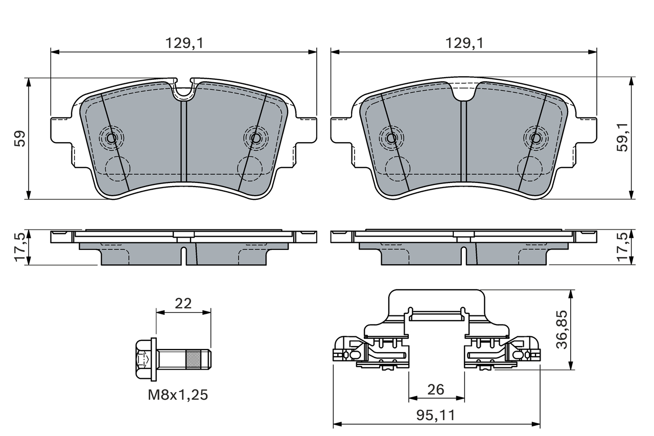Brake Pad Set, disc brake - 0 986 460 174 BOSCH