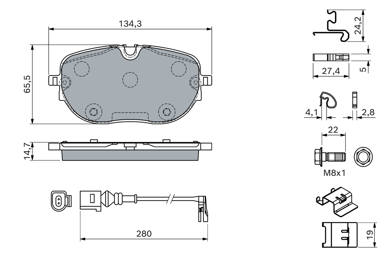 Kit pastiglie freno, Freno a disco - 0 986 460 198 BOSCH
