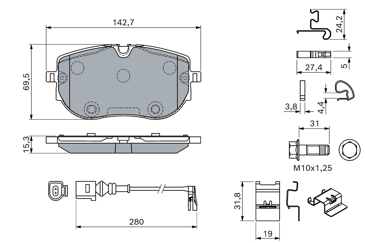 Brake Pad Set, disc brake - 0 986 460 201 BOSCH