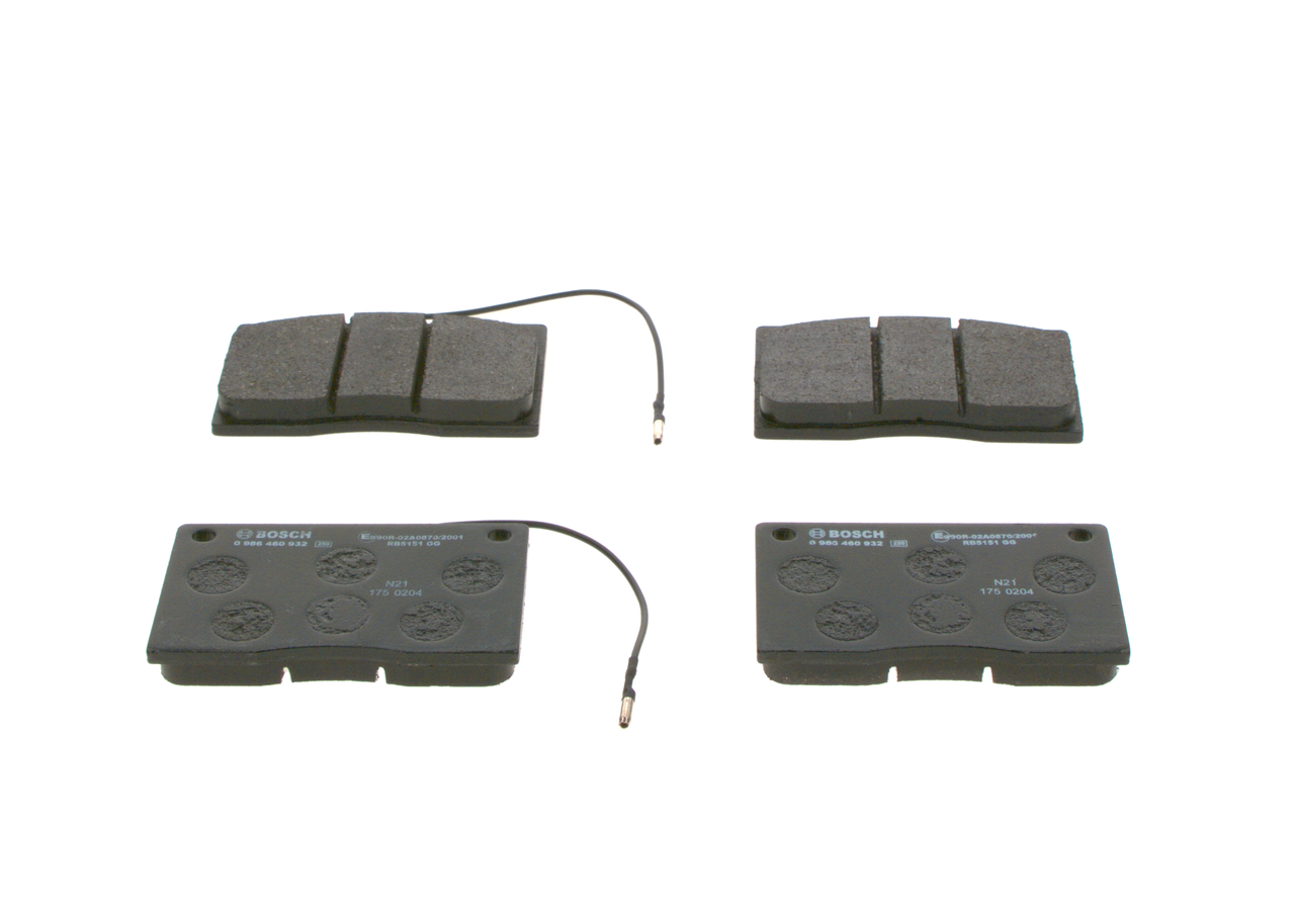 Комплект тормозных колодок, дисковый тормоз - 0 986 460 932 BOSCH