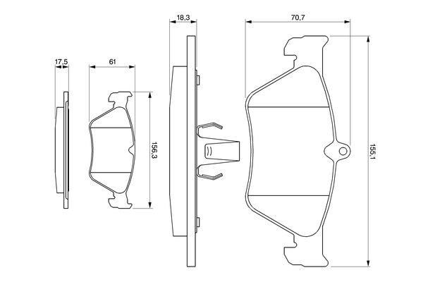 Brake Pad Set, disc brake - 0 986 461 129 BOSCH