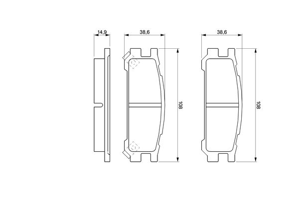 Brake Pad Set, disc brake - 0 986 461 143 BOSCH