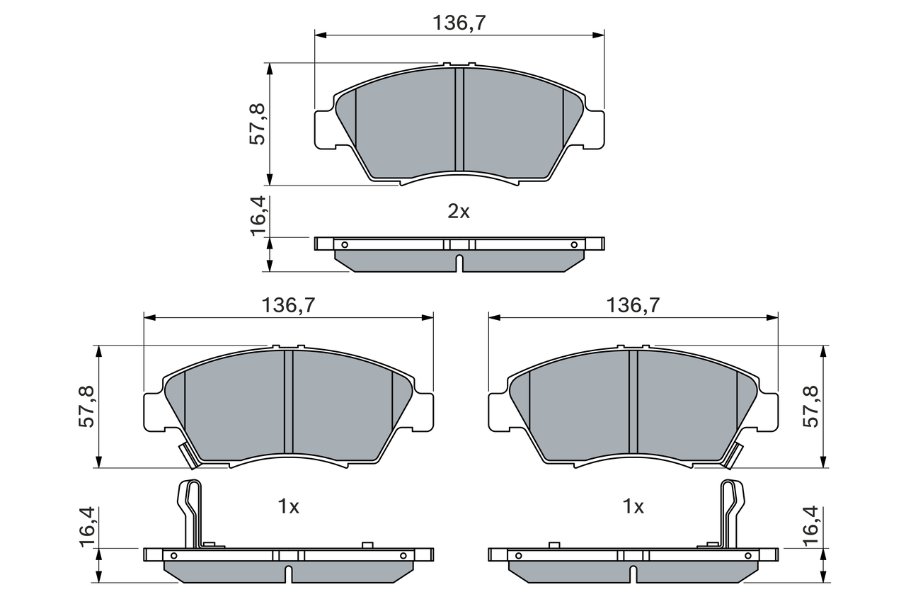Brake Pad Set, disc brake - 0 986 461 759 BOSCH