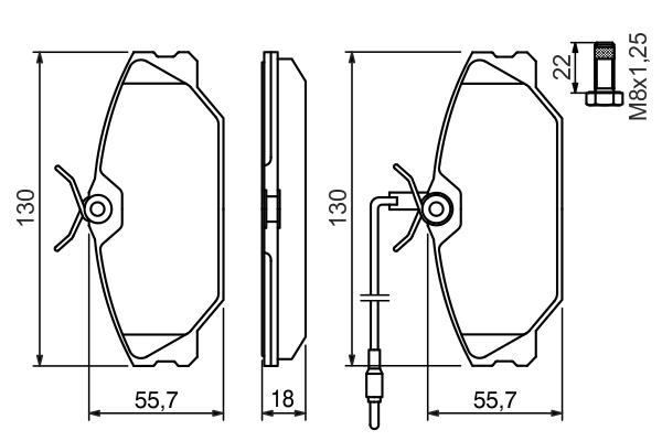Brake Pad Set, disc brake - 0 986 461 765 BOSCH