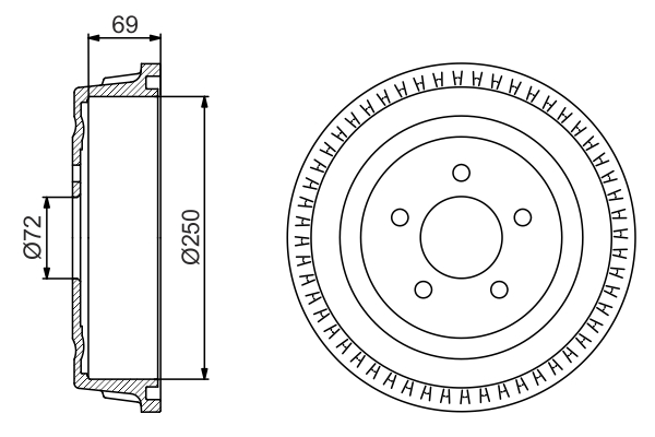 Brake Drum - 0 986 477 185 BOSCH