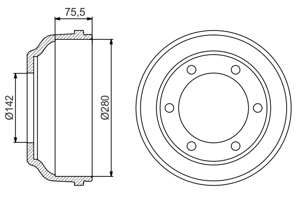 Brake Drum - 0 986 477 195 BOSCH