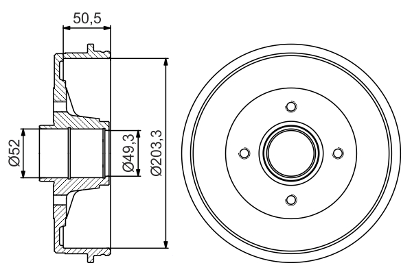 stabdžių būgnas - 0 986 477 196 BOSCH