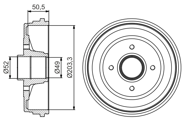 stabdžių būgnas - 0 986 477 206 BOSCH