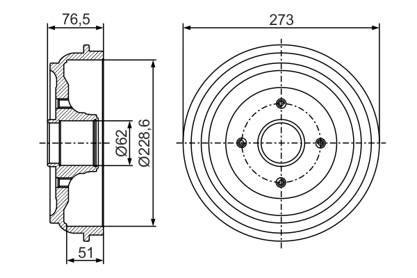 Brake Drum - 0 986 477 282 BOSCH