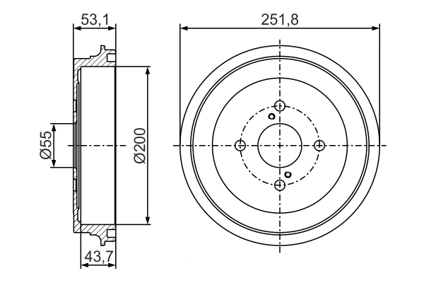 Tamburo freno - 0 986 477 296 BOSCH