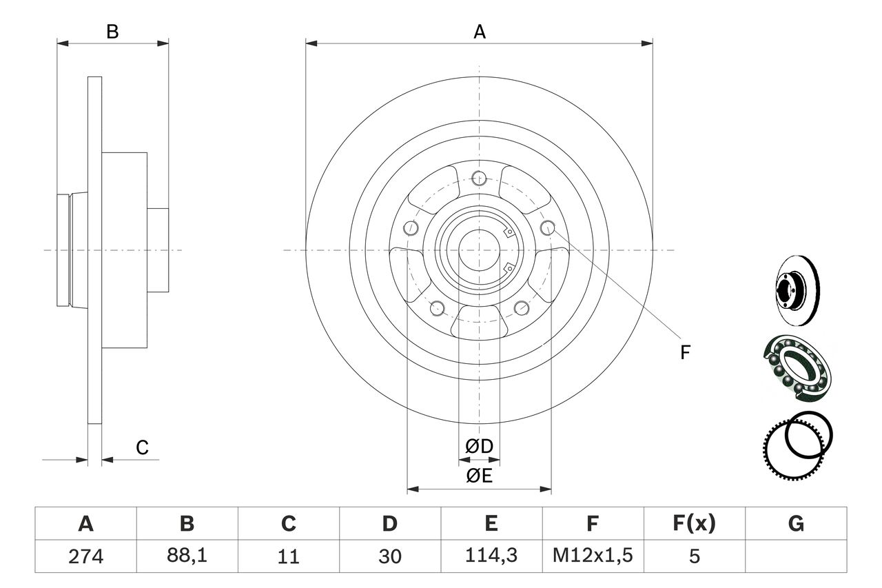 Brake Disc - 0 986 479 009 BOSCH