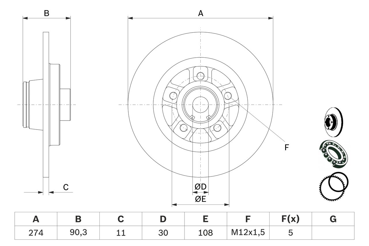 Brake Disc - 0 986 479 015 BOSCH