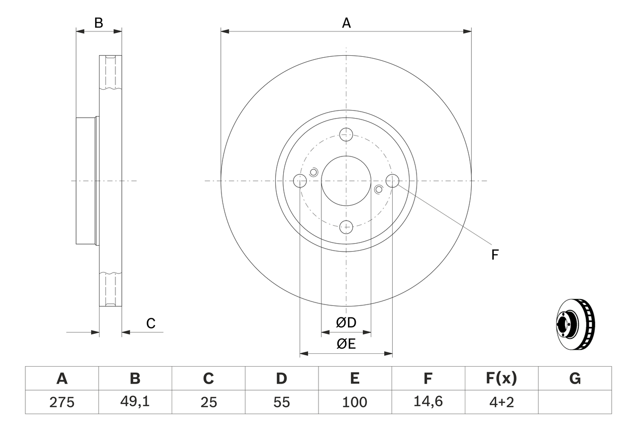 Brake Disc - 0 986 479 245 BOSCH