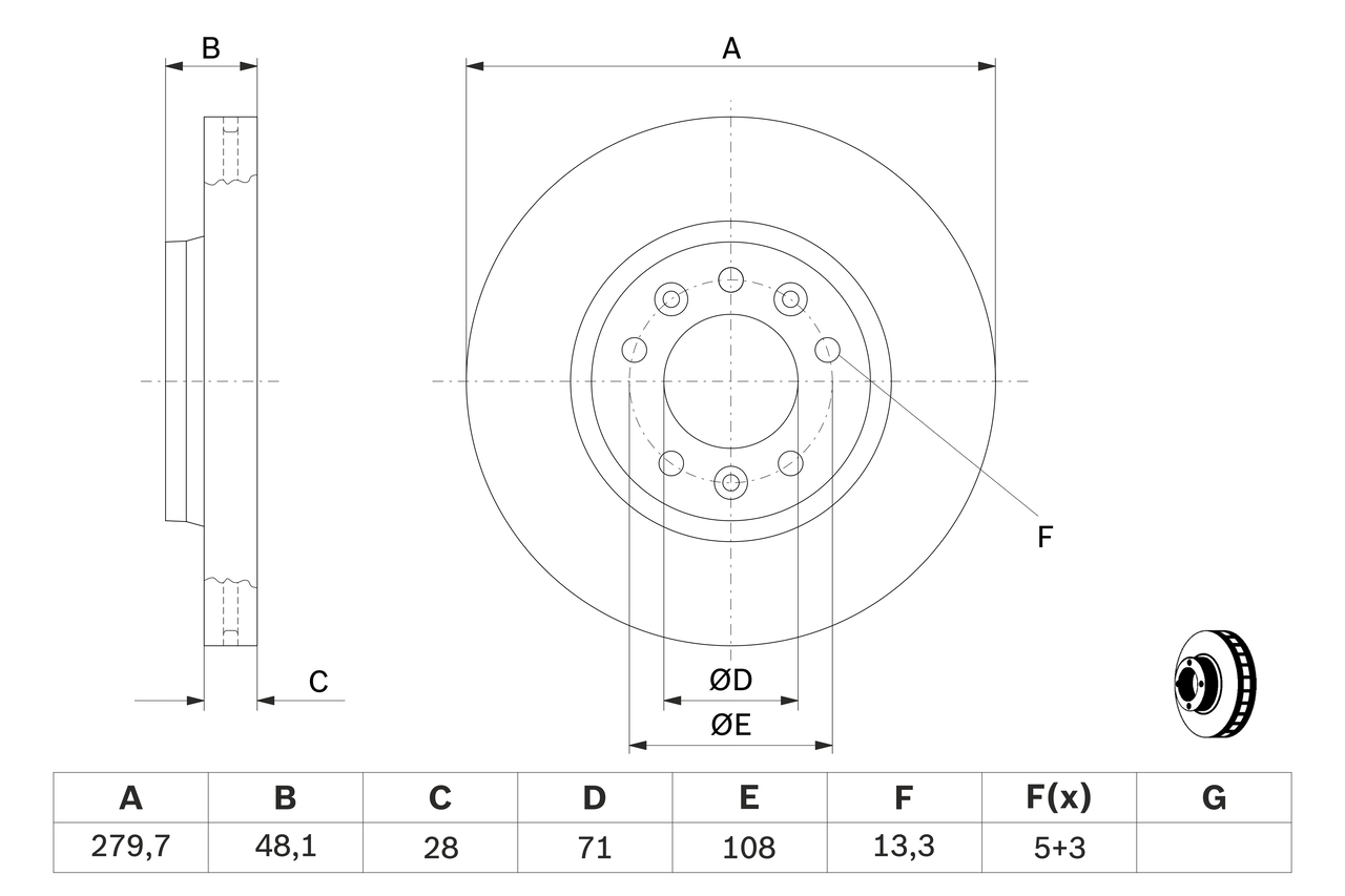Brake Disc - 0 986 479 266 BOSCH