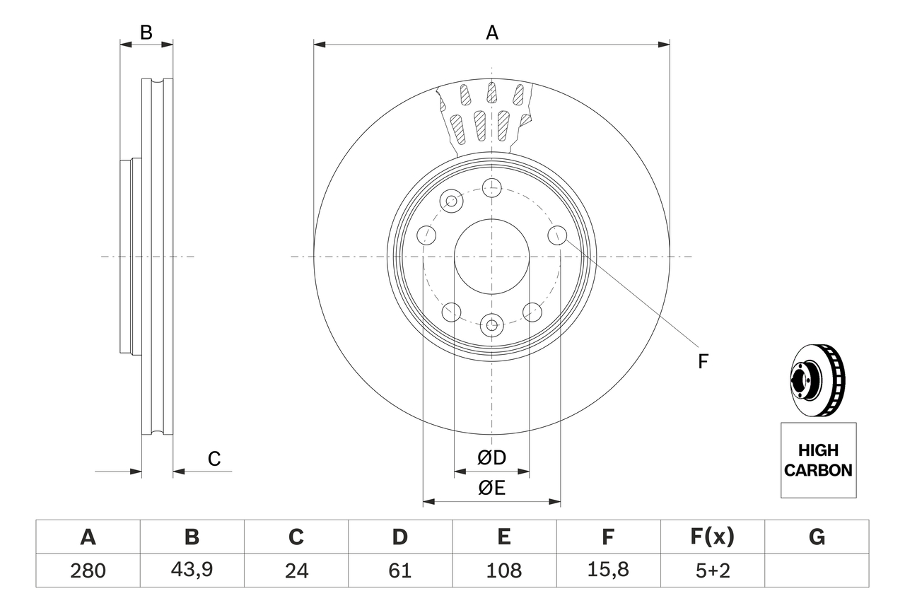 Brake Disc - 0 986 479 555 BOSCH