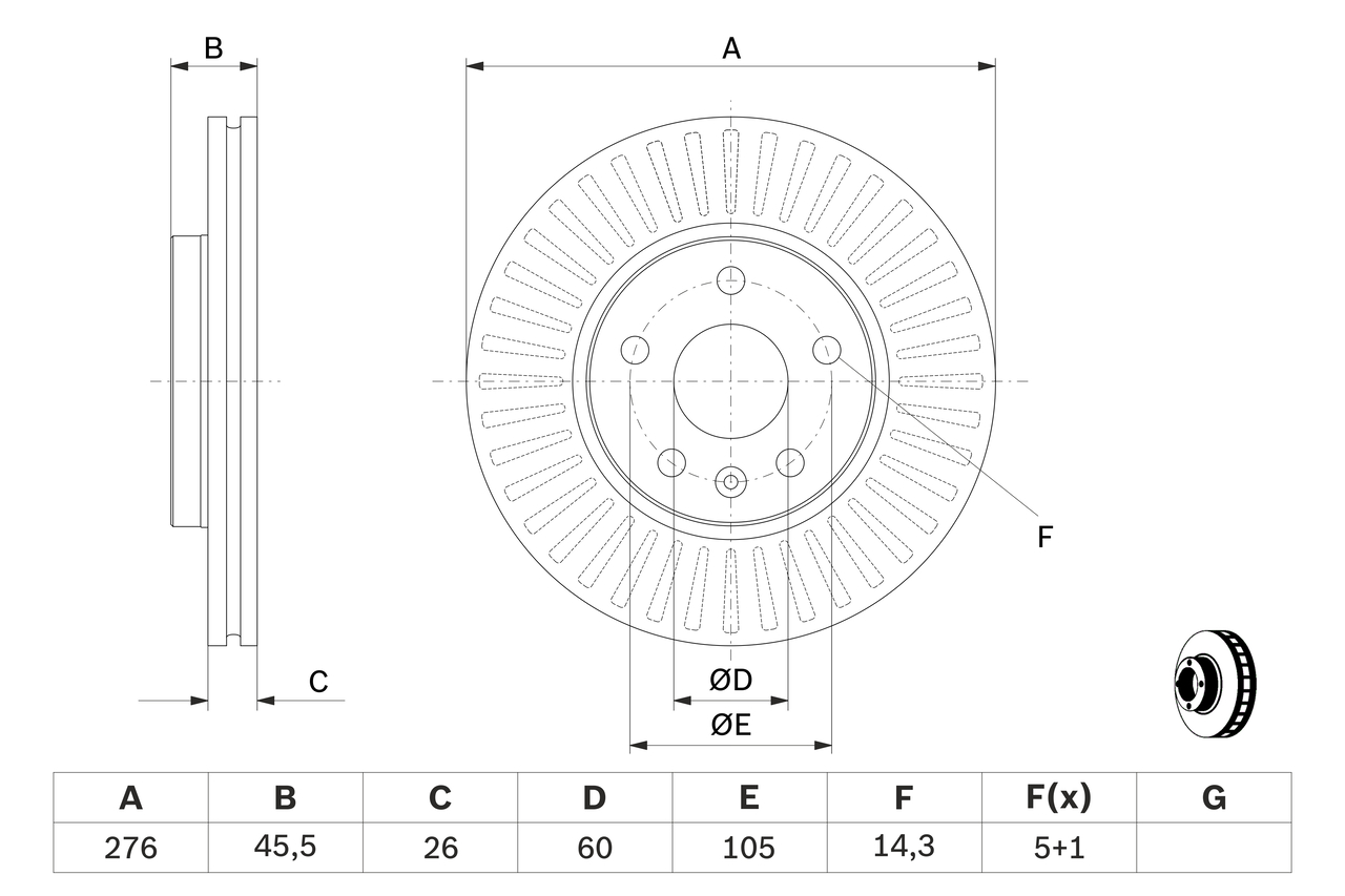 Brake Disc - 0 986 479 643 BOSCH