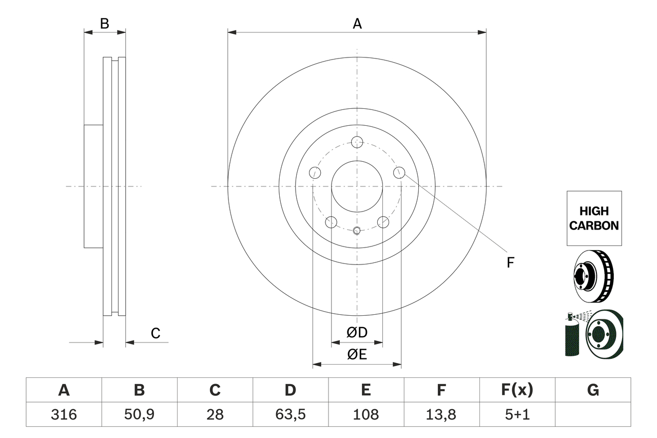 Brake Disc - 0 986 479 D46 BOSCH