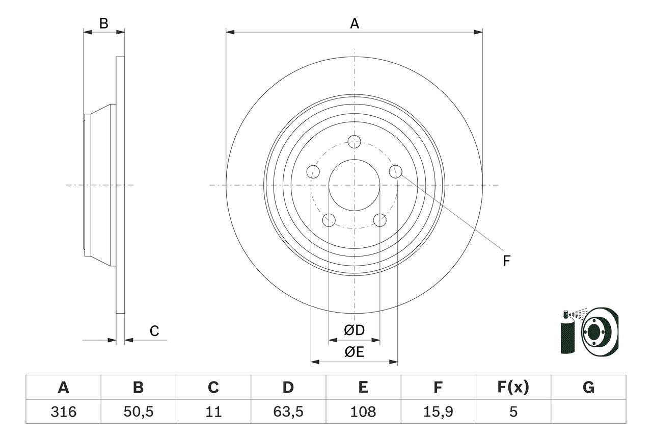 Brake Disc - 0 986 479 D47 BOSCH