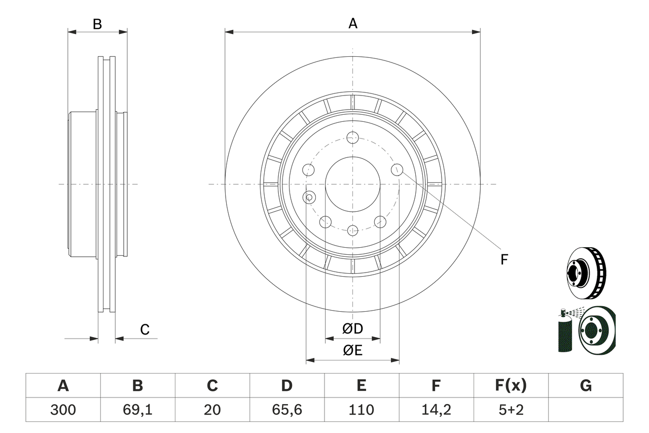 Brake Disc - 0 986 479 D49 BOSCH