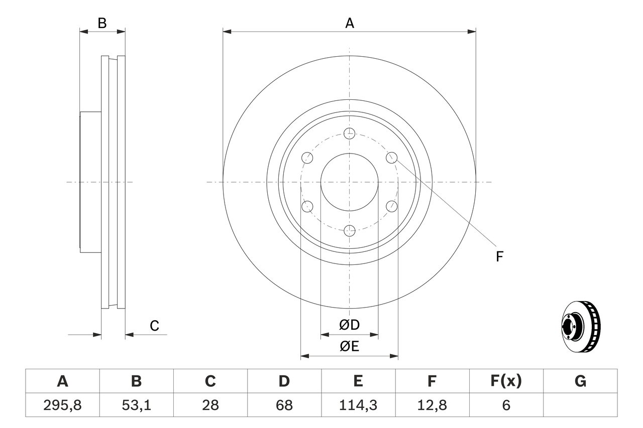 Brake Disc - 0 986 479 D66 BOSCH