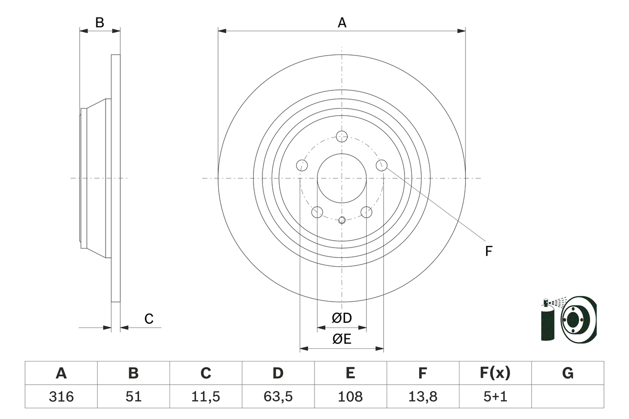 Brake Disc - 0 986 479 D86 BOSCH