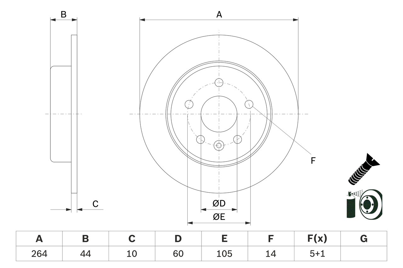 Brake Disc - 0 986 479 D89 BOSCH