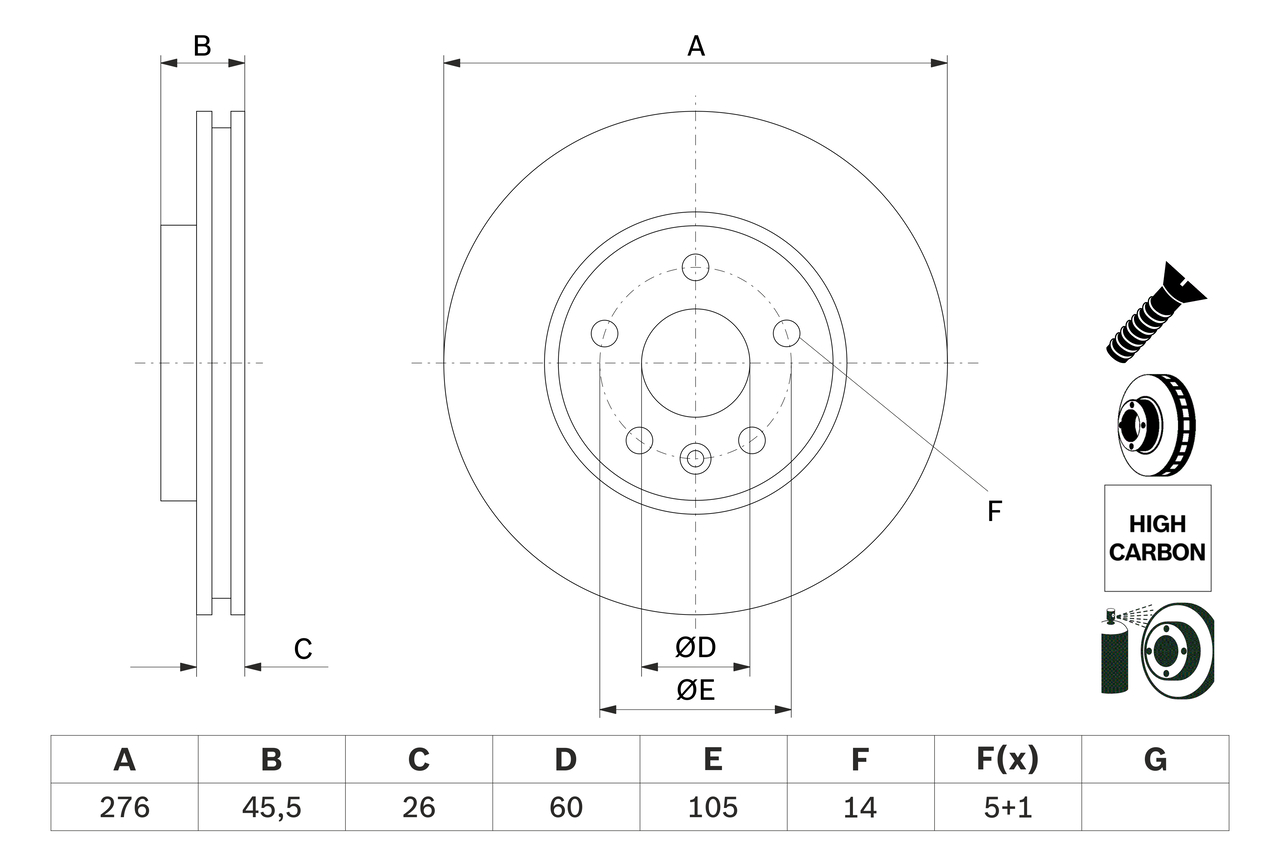 Brake Disc - 0 986 479 D92 BOSCH