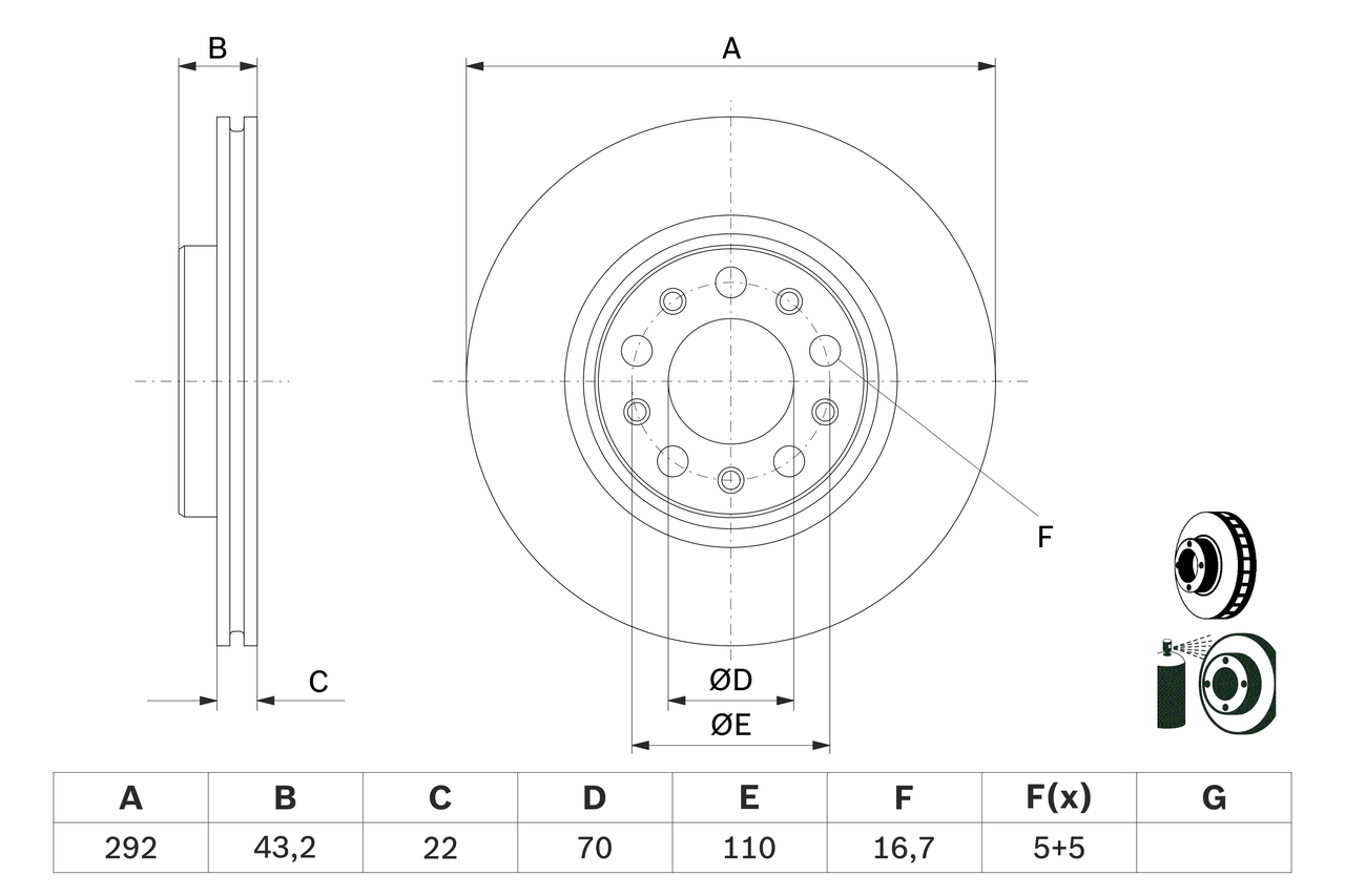 Brake Disc - 0 986 479 D99 BOSCH