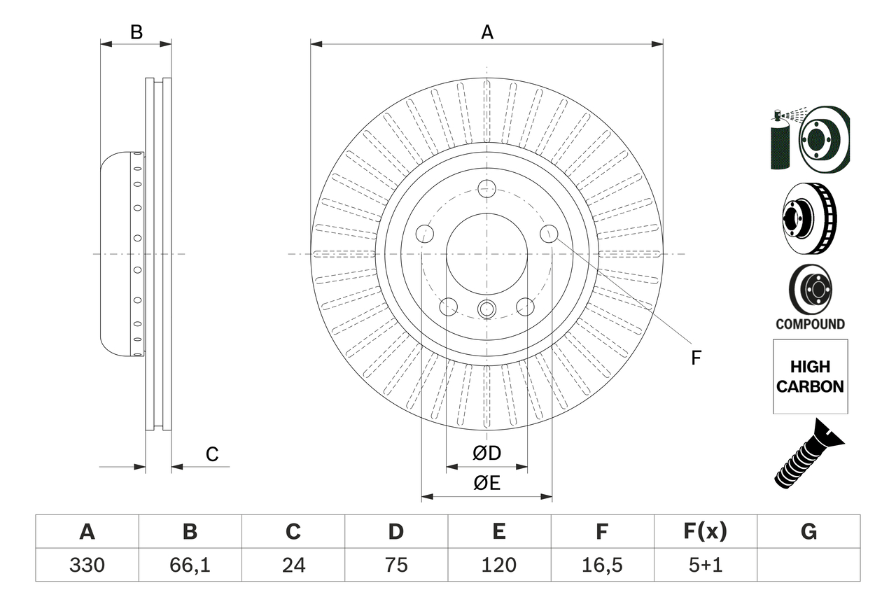 Brake Disc - 0 986 479 E07 BOSCH