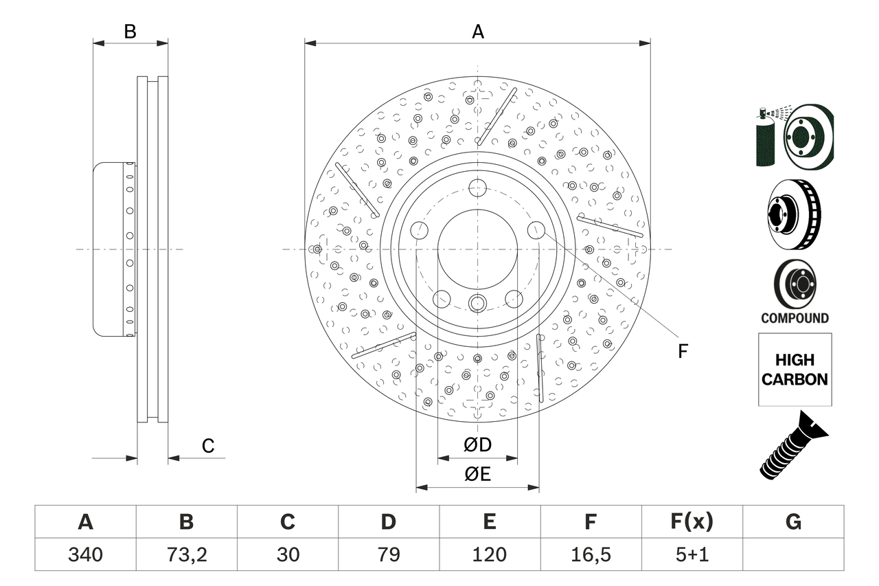 Тормозной диск - 0 986 479 E12 BOSCH