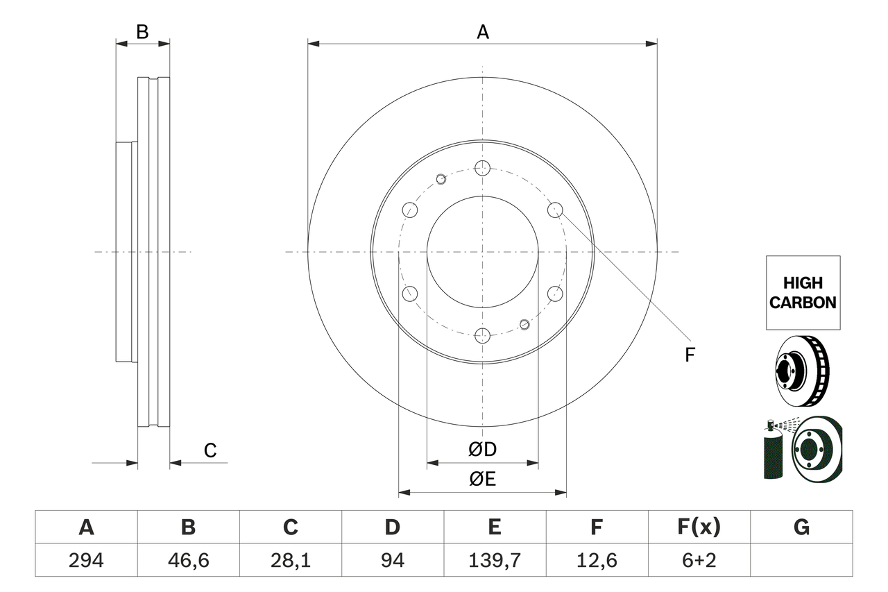 Brake Disc - 0 986 479 E93 BOSCH