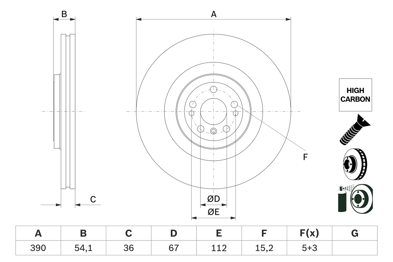 Brake Disc - 0 986 479 E96 BOSCH