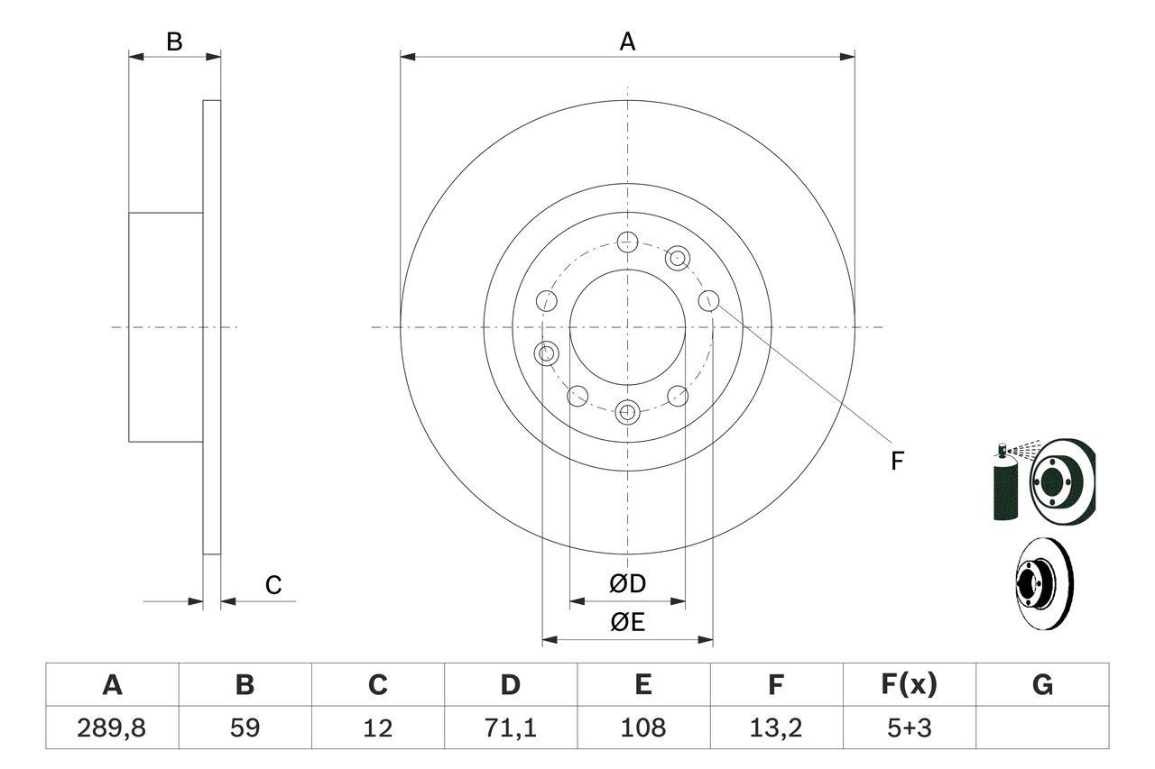 Brake Disc - 0 986 479 F08 BOSCH